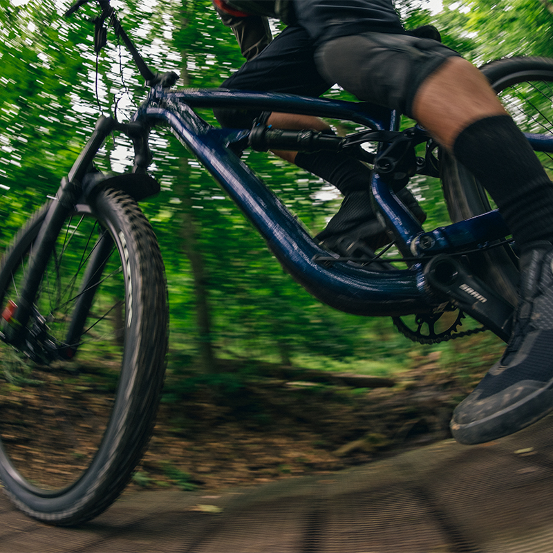 bicycle wheels on trail