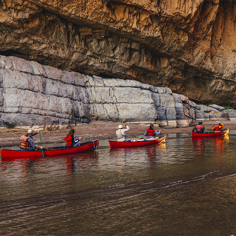 Canoes on the Rio Grande River in Big Bend National Park, Texas.
