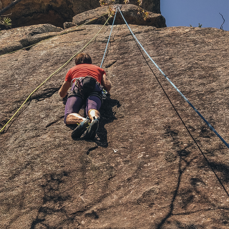 Climber in Wintergreen climbing area 