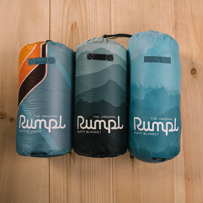 A closeup of very small ultralight sleeping bags